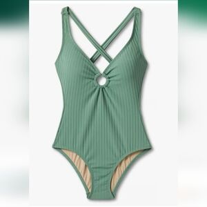 Kona Sol Women's Wide Ribbed Ring Medium Coverage One Piece Swimsuit